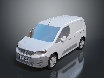 3D Rendered White Van Exterior Design With Windows Doors And Wheels 3d model