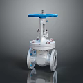 Industrial Gate Valve with Blue Handle Silver Body and Flange Connections for Pipeline Systems