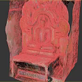 Exquisite Seated Buddha Stone Sculpture Carved in Cave with Floral Motifs and Vibrant Colors