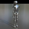 Detailed Silver Metallic Humanoid Robot Figure for Game and Movie Character