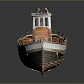 Vintage Wooden Boat With Classic Hull Red Cabin And Wooden Deck Design