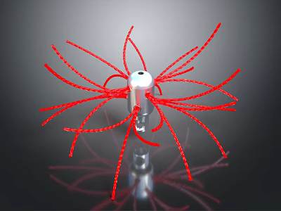 Futuristic Sci Fi Scene With Metallic Core And Red Radial Structures On Dark Background 3d model