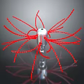 Futuristic Sci Fi Scene With Metallic Core And Red Radial Structures On Dark Background