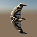 Futuristic Aircraft With Gold And Gray Structure Against Blue Desert Sky