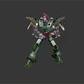 Detailed Green And Silver Mecha Robot With Mechanical Wings In Standing Pose 3d model