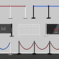 Various Fence Types Featuring Metal Barriers Rope Stanchions and Advertising Panels