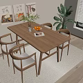 Nordic Dining Table and Chair Combination Dining Table and Chair 3d model