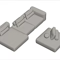 Modern Modular Sofa Combination With Light Gray Fabric And Soft Cushioned Seats 3d model