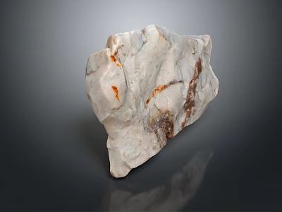 Natural Decorative Stone With White Brown And Orange Textures On Black Surface 3d model