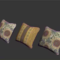 Decorative Home Pillows With Sunflower Patterns And Striped Design In Yellow Beige Tones
