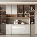 Modern Wine Cabinet Interior Design With Glass Doors Wine Bottles And Kitchen Appliances