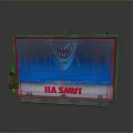 Vintage Computer Monitor Display With Wooden Frame Shark Image And JAWS Text
