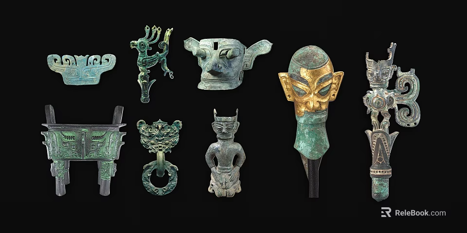 Traditional Ceramic Vessels Collection with Intricate Patterns and Cultural Designs 3d model 