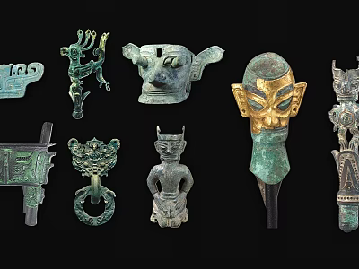 Traditional Ceramic Vessels Collection with Intricate Patterns and Cultural Designs 3d model