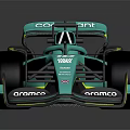 Teal Race Car Featuring Streamlined Design Large Tires ARAMCO GOODYEAR Logos and Cockpit Driver
