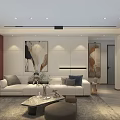 Modern Living and Dining Room Interior With Sofa TV Wall Coffee Table And Decorative Plants