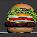 Delicious Hamburger With Fried Egg Lettuce Red Bell Pepper Cheese And Patty