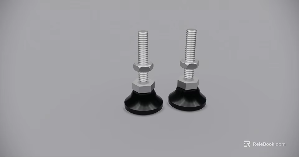 High Quality Hardware Tools Featuring Threaded Screws Nuts And Black Bases 3d model