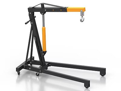 Industrial Hydraulic Wheeled Hoist With Metal Frame And Lifting Hook 3d model