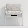 Modern Gray Fabric Upholstered Dining Chair with Sleek Metal Frame Minimalist Design