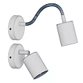 Modern Wall Light With White Black Cylindrical Shades And Adjustable Arms