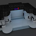Modern Fashion Stage With Dot Matrix Lights White Backdrop Decorative Sides And Front Stairs