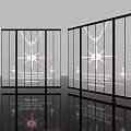 Modern Computer Monitor With Black Frame Transparent Screen Star Pattern And Pink Light Spot Reflection