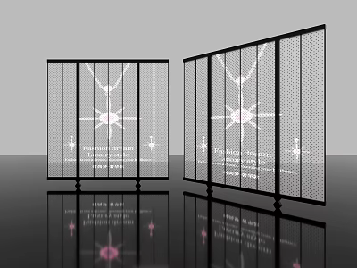 Modern Computer Monitor With Black Frame Transparent Screen Star Pattern And Pink Light Spot Reflection 3d model