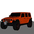 Red Jeep Wrangler Four Door Off Road Vehicle With Black Wheels And Rugged Design
