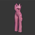 Stylish Pink Sleeveless Jumpsuit With Ruffle Accents And Wide Leg Design