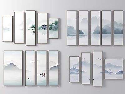 New Decorative Hanging Painting Landscape Painting Hanging Piece of Painting Hanging Piece of Painting Ink Landscape Painting Mood Landscape Painting 3d model