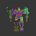 Green Purple Mechanical Robot With Shiny Armor And Standing Pose 3d model