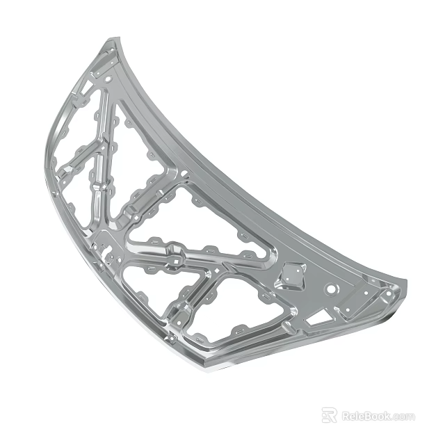 Silver Metal Mechanical Component Featuring Intricate Hollow Structure And Connection Details 3d model 
