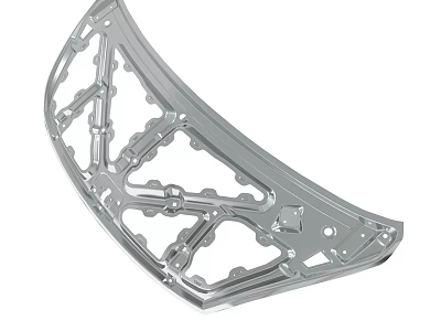 Silver Metal Mechanical Component Featuring Intricate Hollow Structure And Connection Details 3d model