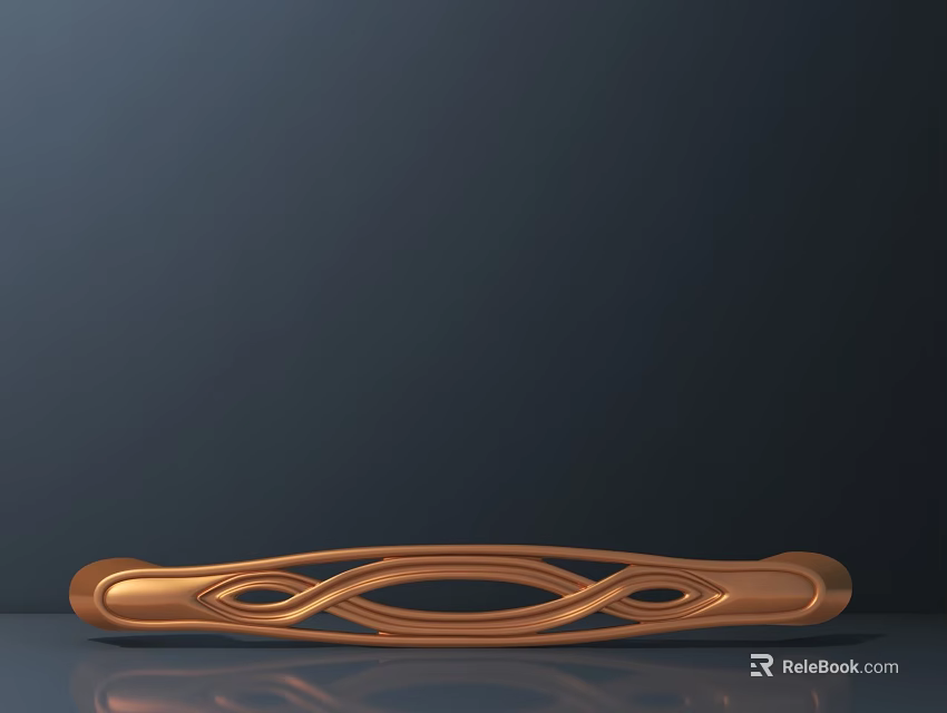 Artistic Copper Decorative Sculpture With Intricate Curved Wave Design On Dark Surface 3d model 