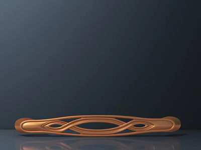 Artistic Copper Decorative Sculpture With Intricate Curved Wave Design On Dark Surface 3d model