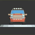 3D Model Orange And Beige Off Road Truck With Roof Lights On White Circular Platform