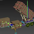 Military Missile Launcher Trailer With Elevated Launch System In Desert Environment 3d model