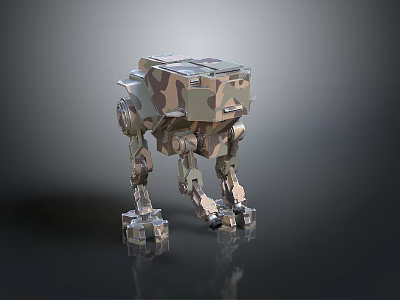 Game Movie Character Detailed Camouflage Patterned Four Legged Mechanical Robot 3d model