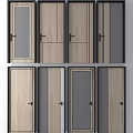 Modern Hinged Doors Featuring Wooden Gray And Glass Panel Designs 3d model