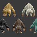 Different Colored 3D Gorilla Models Collection For Design Projects And Displays