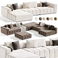 Modern L Shaped Sofa Set With Ottoman And Multiple Color Options 3d model