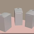 Three White Washing Machines In Sleek Minimalist Design With Pastel Background