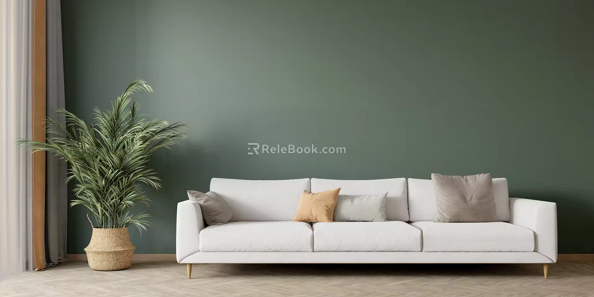 Modern three-seat sofa minimalist 3d model