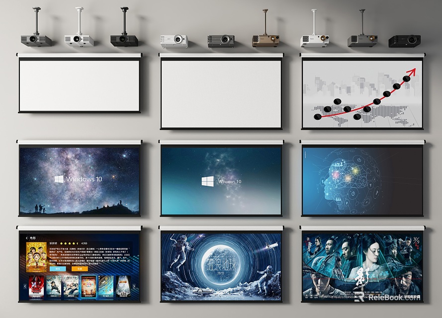 Projection Monitoring Systems With Versatile Screens For Data And Image 3d model 