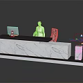Elegant Modern Reception Desk Furniture With Marble Surface Computer And Stylish Interior Design