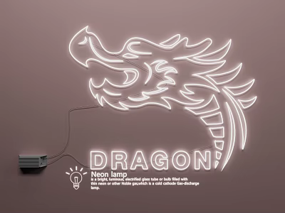 Artistic Neon Dragon Themed Lighting Combinations With Creative Shape And Glow 3d model
