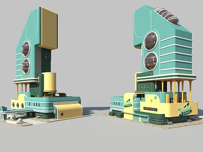 Modern Cartoon Building Science Fiction Cartoon Restaurant Building 3d model