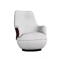 Modern White Single Sofa With Brown Armrests And Rounded Black Base Design 3d model