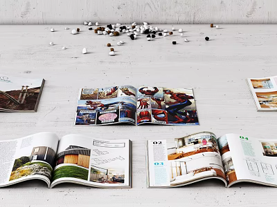 Modern Books Magazine Books Open Magazine Books 3d model